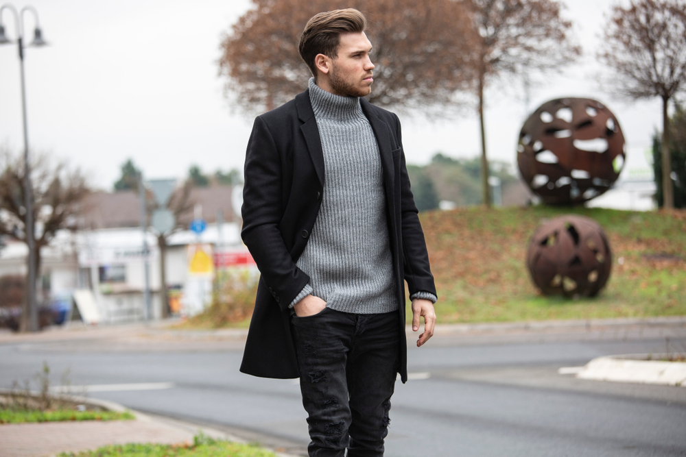 barbat in tinuta business de iarna